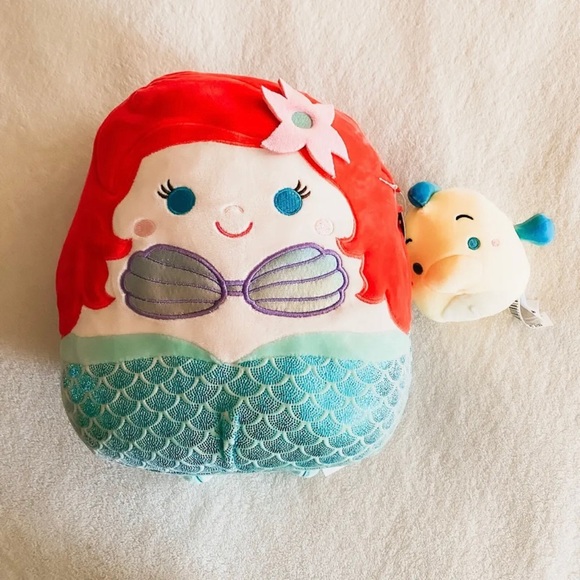 Squishmallows Toys New The Little Mermaid Ariel Flounder 1 Inch